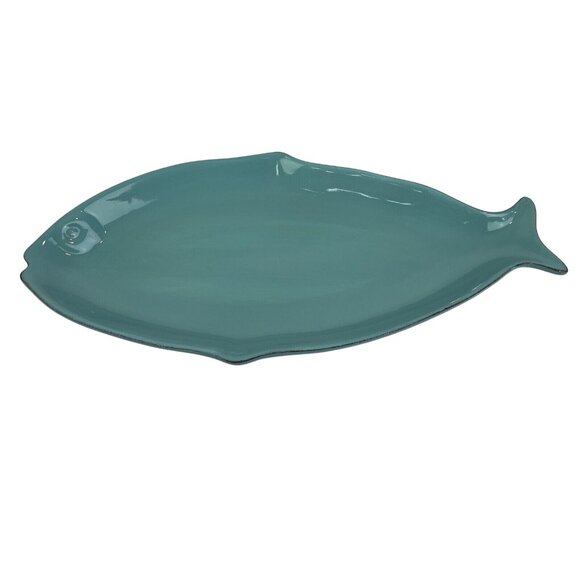 Unmarked Other - Fish Shape Blue Green Teal Serving Tray Dinner Plate Centerpiece Coastal Nautica